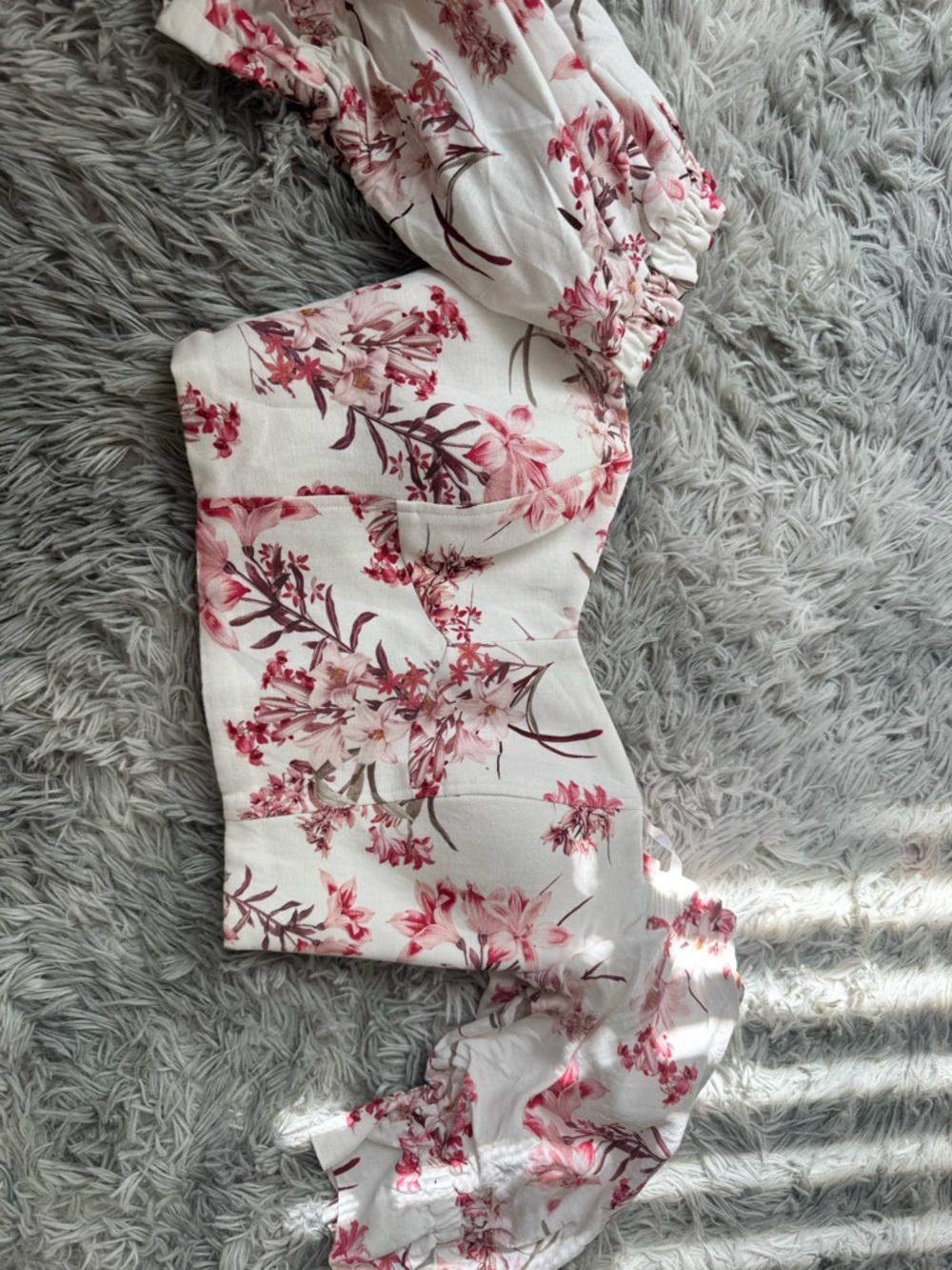 Forever New White top with Pink Floral Print